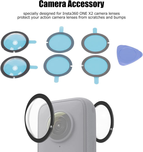 ASHATA Dual Lens Guards, HD Sports Camera Lens Protective Cover, 3 Pairs Lens Guards for Insta360 ONE X2