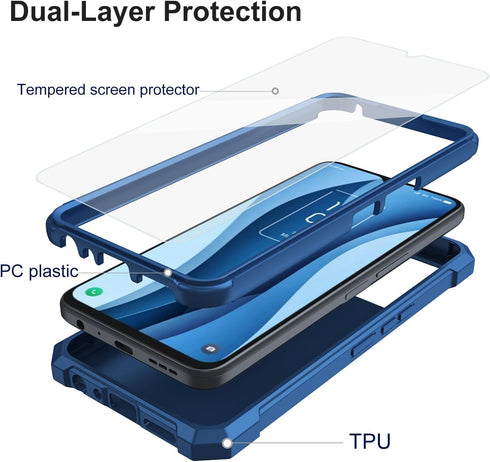 Ailiber TCL 40 XE Phone Case with Screen Protector, 2 Layer Structure Protection, Blue