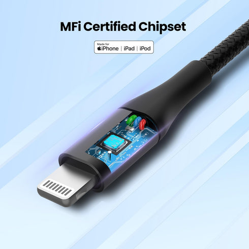 Apple MFi Certified 4Ft USB C to Lightning Cable, 3A Fast Charging, Nylon Braided, Compatible with iPhone 14/13/12/11 -