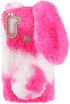 Pink Fluffy Fur Plush Case for A11, Cute Spotted Bunny 3D Animal Fuzzy Protective Cover, Kawaii Toy Fun Women Phone