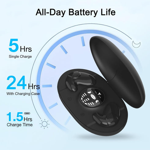 Invisible Sleep Wireless Earphone, Sleeping Earbuds for Side Sleepers with Built-in Mic, Type-C Fast Charging Case