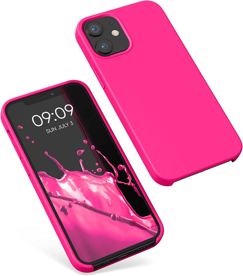 kwmobile Case for Apple iPhone 12 mini, TPU Silicone Phone Cover with Soft Finish in Neon Pink