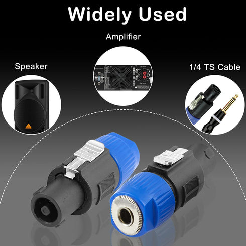 NL4FC Speaker to 1/4 Adapter, 4 Pole for Speakon Connector Male to 1/4 inch TS Female Audio Plug, 4 PCS