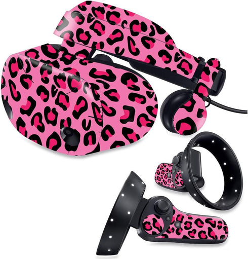 MightySkins Skin for Samsung Odyssey Plus VR, Pink Leopard, Protective Vinyl Decal Wrap Cover, Easy to Apply and Remove