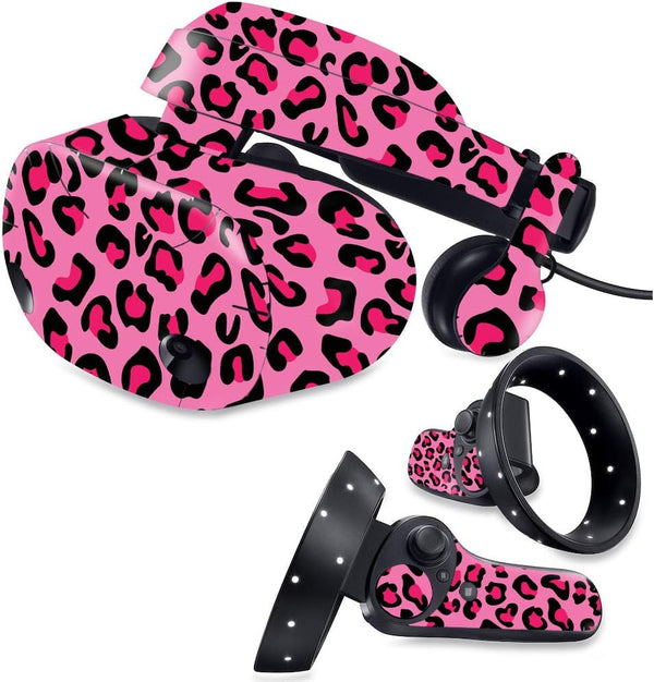 MightySkins Skin for Samsung Odyssey Plus VR, Pink Leopard, Protective Vinyl Decal Wrap Cover, Easy to Apply and Remove