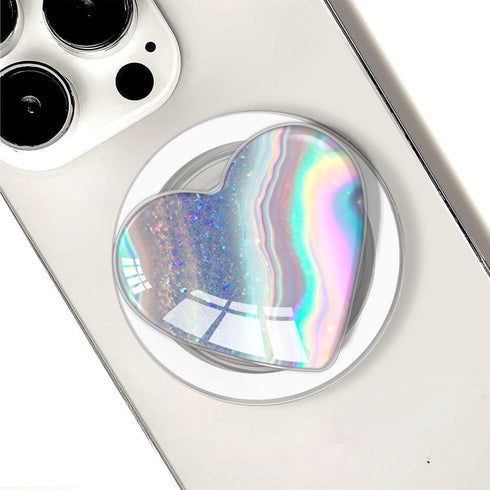 FEZXUNC Compatible with Magsafe Clear Heart Shape Blue Purple Marble Collapsible Mobile Phone