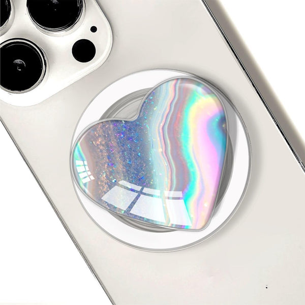 FEZXUNC Compatible with Magsafe Clear Heart Shape Blue Purple Marble Collapsible Mobile Phone