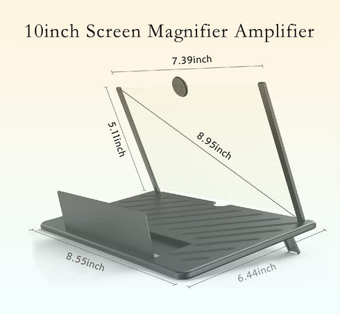 Dymicbit Magnifier,3D 10 inch Screen HD Mobile Phone Magnifier Projector Screen Enlarger for Movies, Videos,Foldable