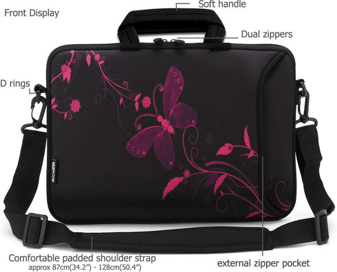 RICHEN Laptop Shoulder Bag, Neoprene Soft Carrying Travel Case with Accessories Pocket for 14-15.6 inch Notebook (Nice