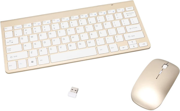 Keyboard Mouse Set, 2.4G, 78 Keys, USB Thin Etched Keycaps, Mute Ergonomic Design for PC, Laptop (Luxury Golden)