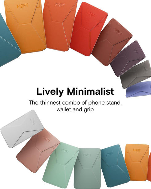 Phone Stand by MOFT - Adhesive Card Holder Fits 2-3 Cards, Slim & Portable Leather Phone Wallet, 2 Viewing Angles, RFID
