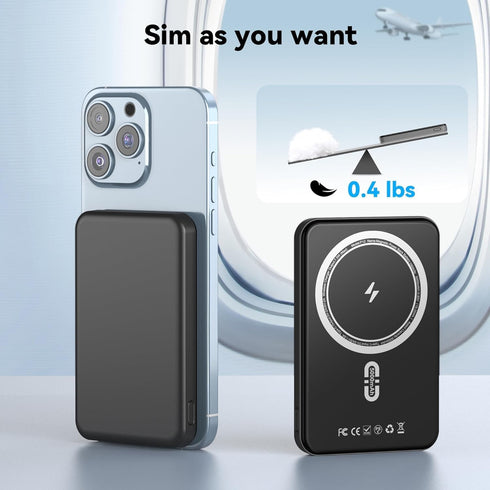 TONKEE 5000mAh,Magnetic Pack 16/15/14/13/12 Magnetic Power Bank Portable Charger for iPhone with Type-C Cable,Slim
