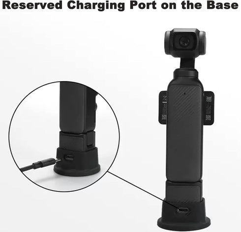 FiTSTILL Black Silicone Non-Slip Desktop Mount for DJI Osmo Pocket 3, Lightweight and Compact,with a Portable Charging Opening,Support Base OSMO Pocket 3 Accessories