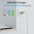 30W USB C GaN Charger for iPhone 15, Dual Port Fast Charging Block with Type C Charge Cable 5ft