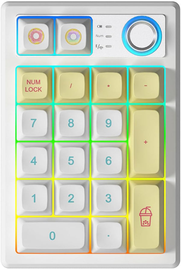 Gasket Creamy Wireless Mechanical Numpad, Programmable Macro Keypad with RGB Backlit, Hot Swappable, Rechargeable,