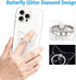 Kinizuxi 2PcsTransparent Diamonds,360Rotation Phone Ring Holder Grip, Clear Butterfly Cell Phone Ring Holder Stand