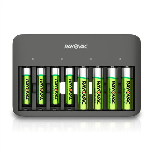 Rayovac USB Battery Charger, 8 Bay Charger for NiMH AA and AAA Rechargeable