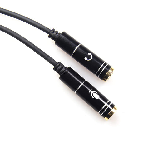 REXUS Black 3.5mm Y Splitter Stereo Audio Cable, 4-Pole Male to 2 Female for Headphone, Compatible with Mobile Phone