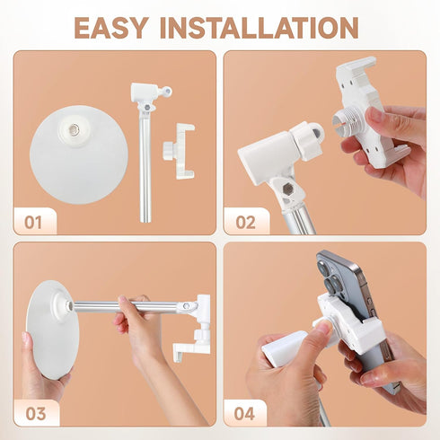 Xiaoshuang 360 Adjustable Phone Stand for Desk with Clip Mount Live Streaming: Rotatable Overhead Shot Holder