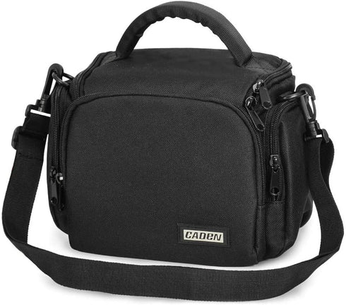 CADeN Compact Waterproof Camera Shoulder Bag for Nikon, Canon, Sony SLR/DSLR, Black