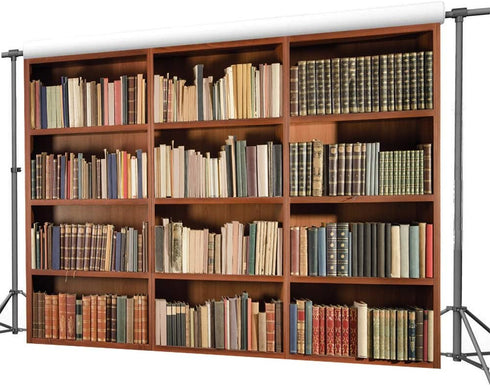 LYWYGG 7X5FT CP-49 Bookshelf Backdrop Vintage Bookcase Magic Books Grunge Ancient Library Vinyl Photography Background
