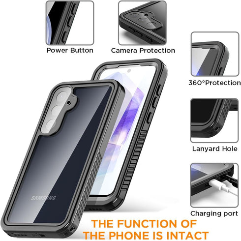 AICase Waterproof Case for Samsung Galaxy A55, Clear Built-in Screen Protector, IP68 Certified Full Body Protection
