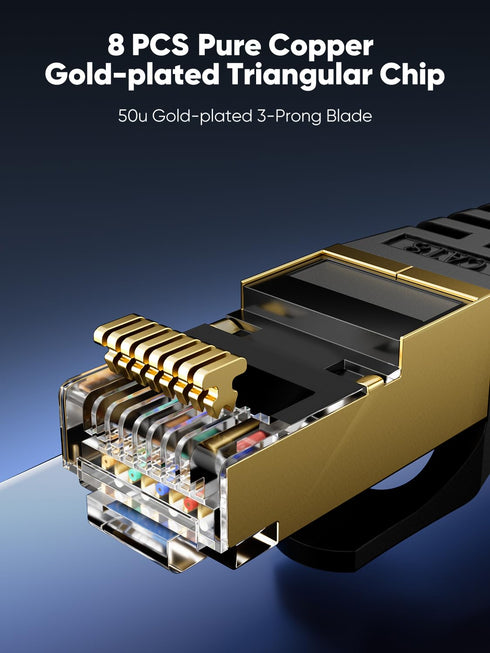 8 60 40Gbps 2000Mhz RJ45 PS4/5, Cat Ethernet Cable FT Flat, High Speed Braided Internet Cable with Gold Plated Network