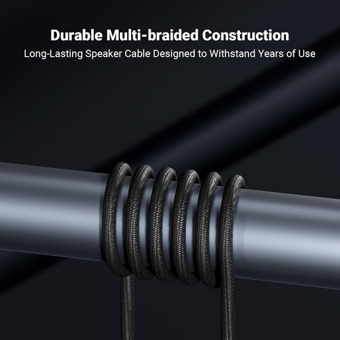 14AWG 0.9Ft, 1 Pack 4 (0.3m/11.8in) Fosi Audio Braided Speaker Wire Pair Cable with Gold Plated Banana Plugs, Black