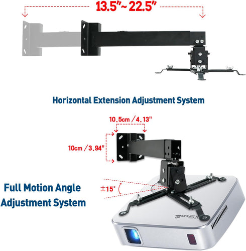 Projector Mount, Universal Ceiling/Wall Mount Black with Extendable Arms, Adjustable Height for Epson, Optoma, Benq