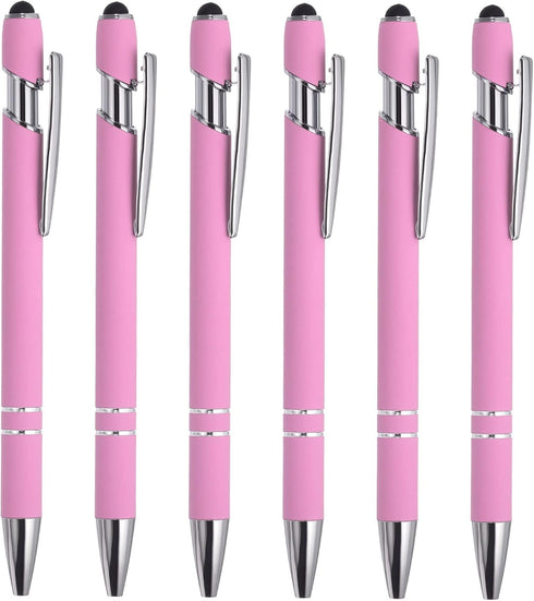 PATIKIL 6 Pack Ballpoint Pen with Stylus Tip, 2 in 1 Metal Pen, Light Purple, Black Ink 1.0mm Medium Point