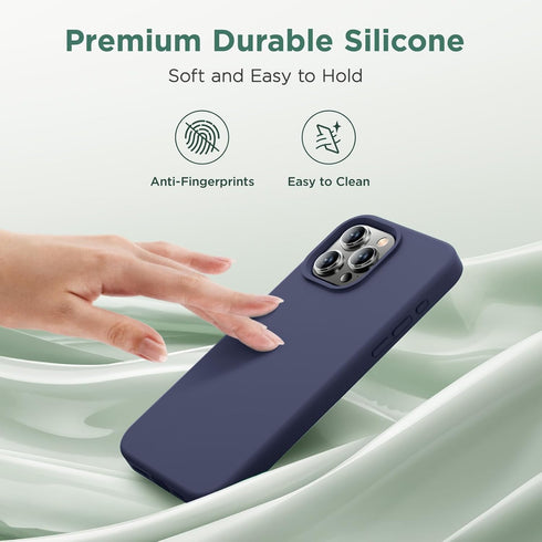 Cordking iPhone 15 Pro Case, Navy Blue, 6.1" Ultra Slim Silicone, Shockproof, Soft Anti-Scratch Microfiber Lining.