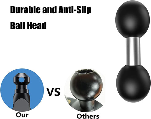 Double 1" Ball Mount Base Adapter, Compatible with RAM Mounts B Size 1 inch Double Ball Socket Arms, Black