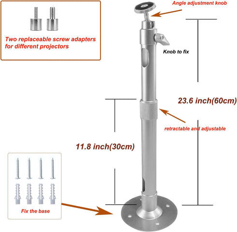 WXLHOTY 11.8 inch 23.6 inch, 11 lbs 360 Universal Projector Wall Ceiling Mount Hanger Adjustable Length from to Load