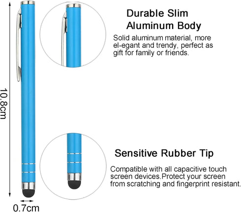 Stylus Pens for Touch Screens, Universal Capacitive Stylus Touch Screen Pens for Tablets, Smartphones, Samsung Galaxy and Other Smart Devices (10 Colors)
