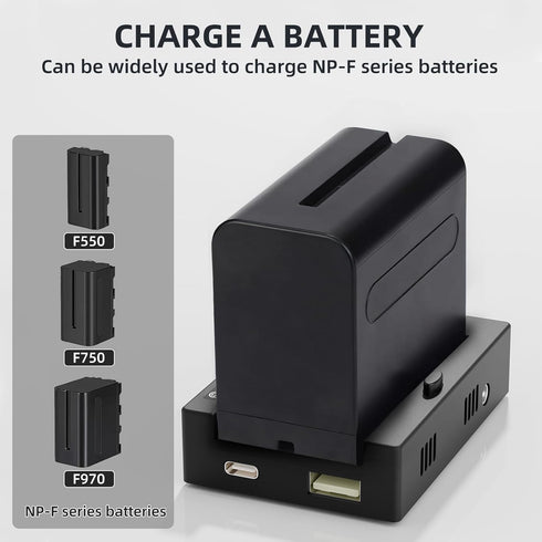 F1TP 12V/16.8V/5V NP-F Battery Mount Plate with D-Tap & USB Output, Compatible with Sony NP-F Series Batteries, Power