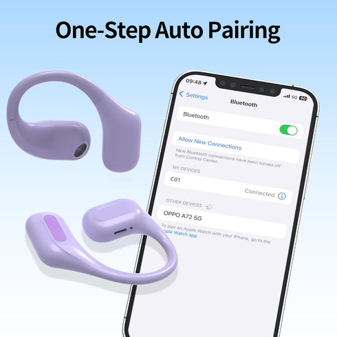 Bluetooth Headphones Wireless Earbuds, 36Hrs Playtime, Wireless Charging Case, HiFi Stereo Over-ear Earphones with