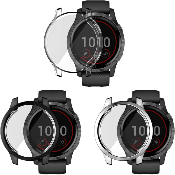 Compatible with Garmin Vivoactive 4/Venu 2 45mm/Vivoactive 4S/Venu 2s 40mm Waterproof Protective Case, Soft TPU Plated