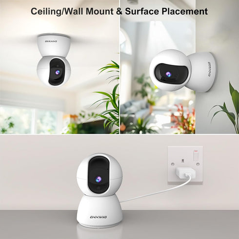 CiKiKWXO 2.4&5GHz Camera,2K/3MP 355 2-Way WiFi Indoor Security Camera for Home Security, Pan/Tilt Pet Cam, IR Night