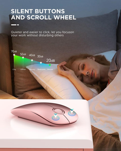 Bluetooth Wireless Mouse, Dual Connectivity, Quiet Click, Portable Cordless Mouse for Mac and Laptop