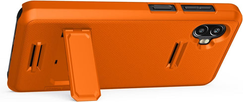 Samsung Galaxy XCover6 Pro (SM-G736) Case - Orange Shell with Hand Strap, Kickstand & Screen Protector.
