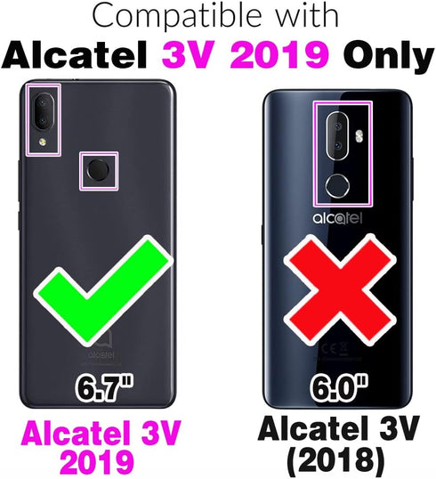 Asuwish Hybrid Rugged Phone Case for Alcatel 3V 2019, Full Body Bumper Heavy Duty Protective Accessories for Women