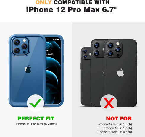 Miracase Designed for iPhone 12 Pro Max Case, Full Body Rugged Case with Built-in Touch Sensitive Screen Protector