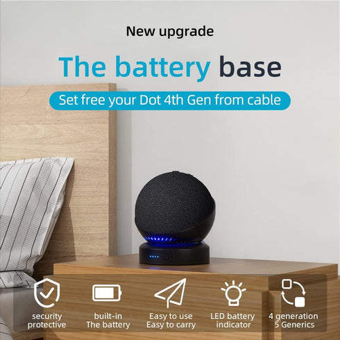 Battery Base for Echo Dot 5th Gen Portable Echo Dot 4th and 5th Gen & Homepod Mini Battery Base Pack, Not Including