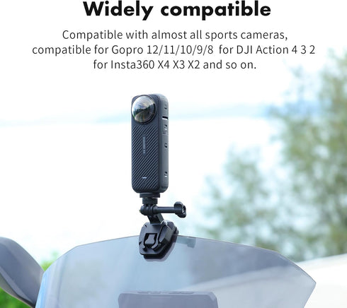 SEASKY M1 Motorcycle Windscreen Clamp Mount for GoPro Hero 12 11 10 9 8 7, DJI Action Cameras