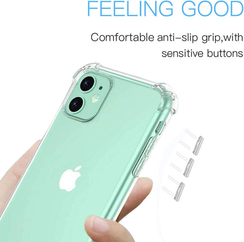 iPhone 11 Clear Case with 2 Screen Protectors, Maximum Shock Absorption Protection, Compatible with Apple iPhone 11