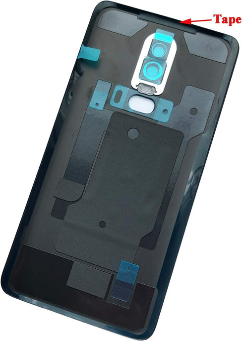 ubrokeifixit Oneplus 6 Rear Panel Back Glass Door Cover Replacement, Pre-Cut Tape Mirror-Black, 6.28" A6000 A6003