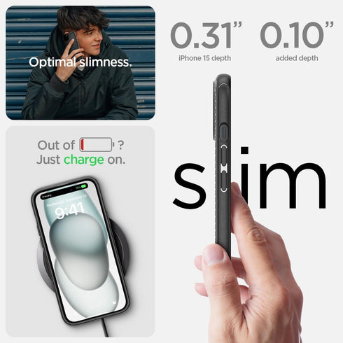 Spigen MagFit Mag Armor Case for iPhone 15 - Military-Grade Protection, MagSafe Compatible, Matte Black (2023)