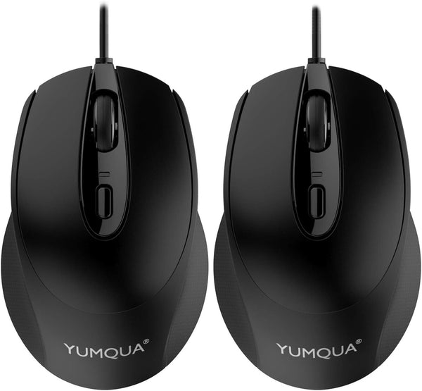 G222 Silent Computer Mouse Wired 2 Pack - Home & Office Optical USB Mouse, 800/1200 DPI Corded