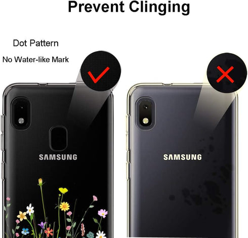 Unov Case Compatible with Galaxy A10e and A20e, Clear Design Soft TPU Shock Absorption, Slim Embossed Pattern (Flower