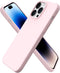 ORNARTO iPhone 14 Pro Max Case 6.7, Slim Liquid Silicone 3 Layers Full Covered Soft Gel Rubber, Chalk Pink